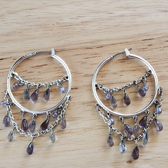 Etsy Vintage Silver Tone/Purple Chandelier Earrings - Picture 5 of 12